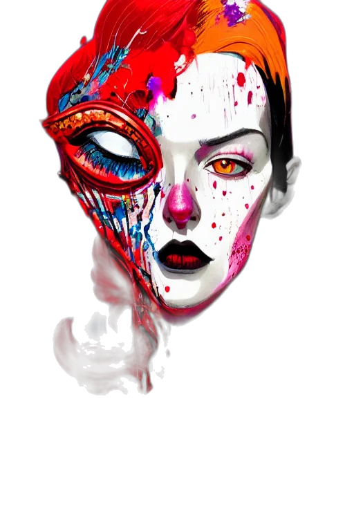 mask, face, creature, concept art, fantasy art, watercolor, comic book art, outer space transparent PNG cut-out