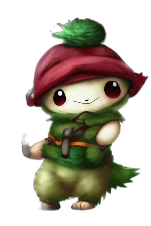 staff, hat, weapon, creature, concept art, fantasy art, pixel art, watercolor transparent PNG cut-out