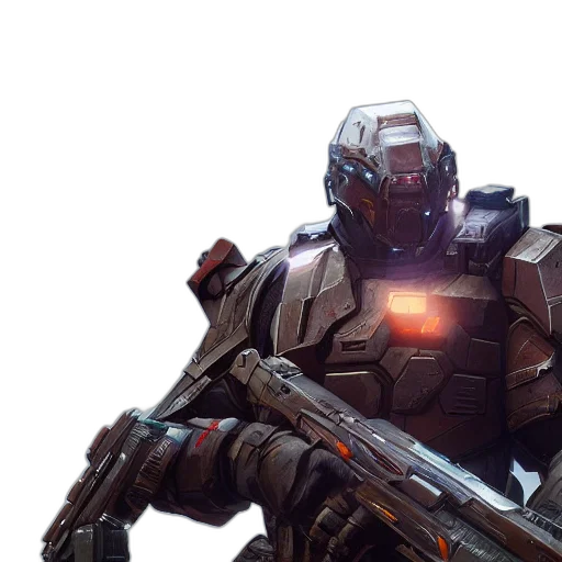 robot, weapon, concept art, 3d render transparent PNG cut-out