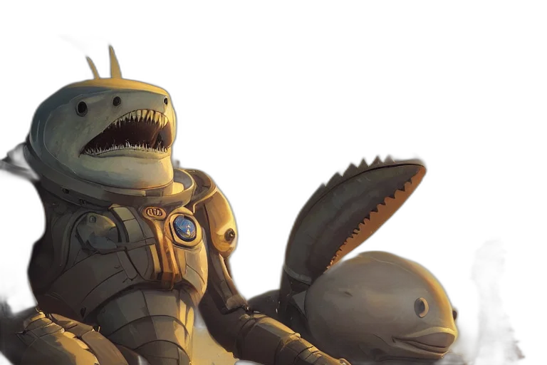 robot, creature, concept art, 3d render, underwater, outer space, closeup, face transparent PNG cut-out