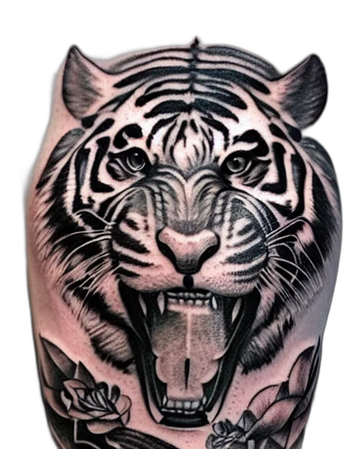 animal, photorealistic, fantasy art, concept art, monochrome, tattoo, design, beautiful transparent PNG cut-out