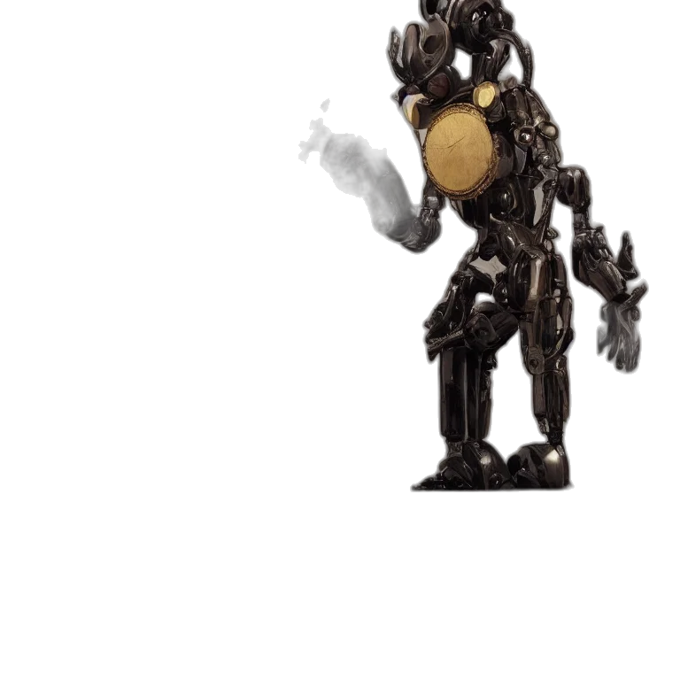 robot, weapon, staff, creature, 3d render, concept art, fantasy art, outer space transparent PNG cut-out