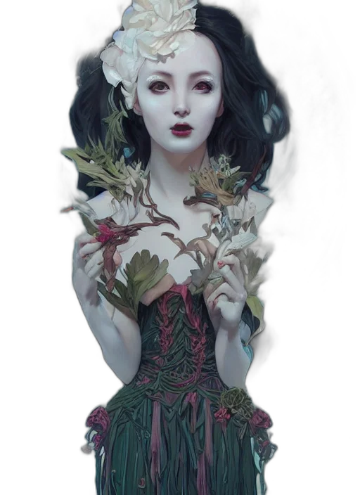 dress, mask, crown, face, fantasy art, concept art, photorealistic, oil painting transparent PNG cut-out