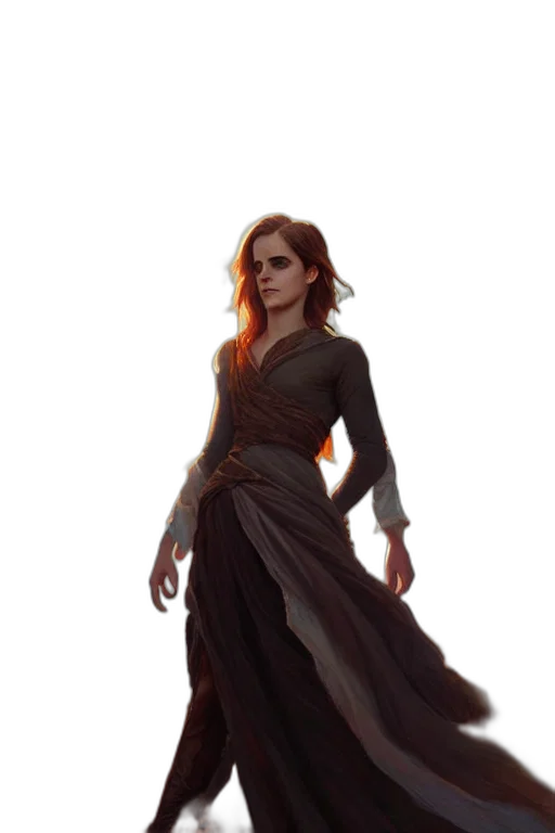 dress, staff, concept art, fantasy art, comic book art, photorealistic, fire, dark transparent PNG cut-out