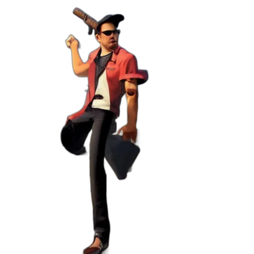 staff, jacket, hat, weapon, concept art, 3d render, cartoon, pixel art transparent PNG cut-out