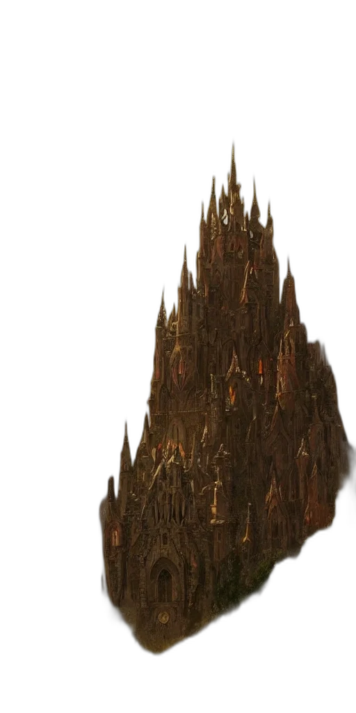 crown, tree, building, staff transparent PNG cut-out