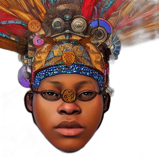 face, crown, mask, hat, photorealistic, concept art, fantasy art, watercolor transparent PNG cut-out