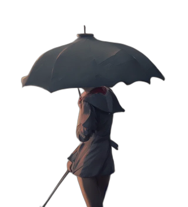 umbrella, staff, jacket, hat transparent PNG cut-out