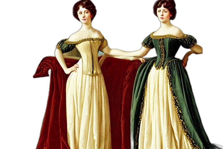 dress, jewelry, red, green transparent PNG cut-out