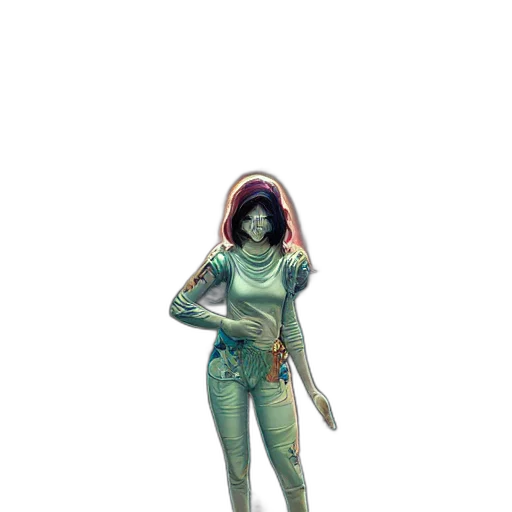 jacket, staff, creature, concept art, 3d render, comic book art, vaporwave, outer space transparent PNG cut-out