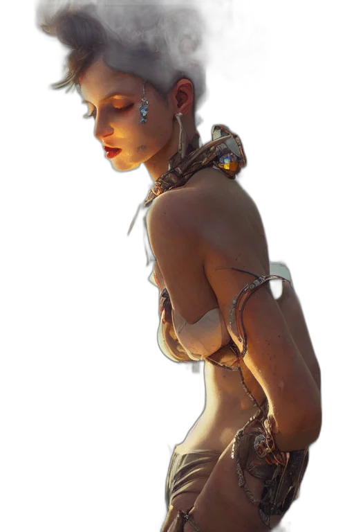 robot, dress, jewelry, staff transparent PNG cut-out