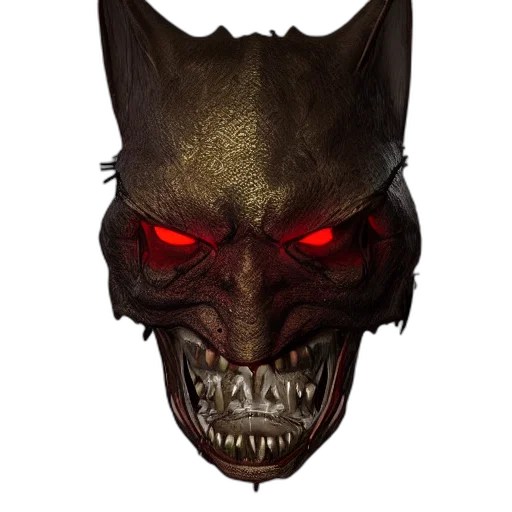 mask, face, creature, concept art, fantasy art, 3d render, photorealistic, dark transparent PNG cut-out