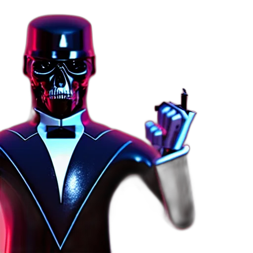 robot, mask, concept art, 3d render, vaporwave, comic book art, neon, dark transparent PNG cut-out