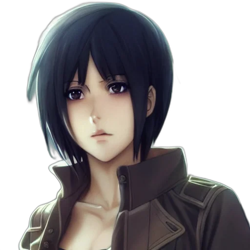 jacket, face, anime, photorealistic transparent PNG cut-out