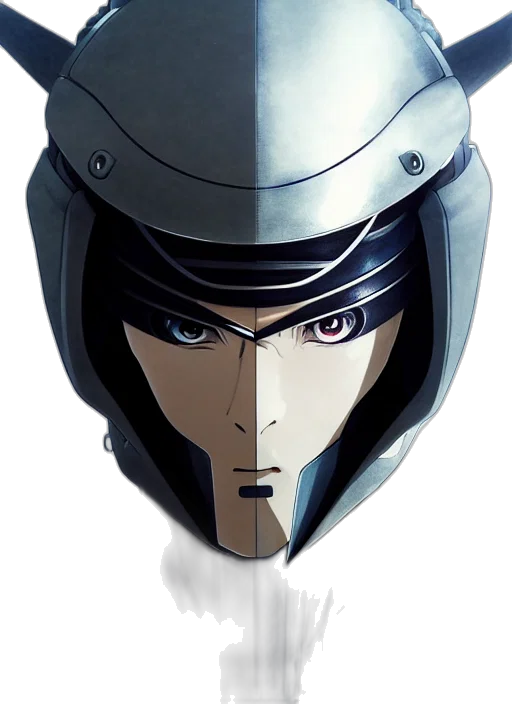 face, robot, mask, hat, anime, concept art, comic book art, cartoon transparent PNG cut-out