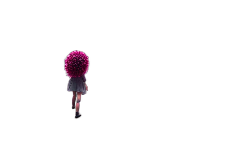 hair, umbrella, dress, flower, 3d render, concept art, vaporwave, pixel art transparent PNG cut-out