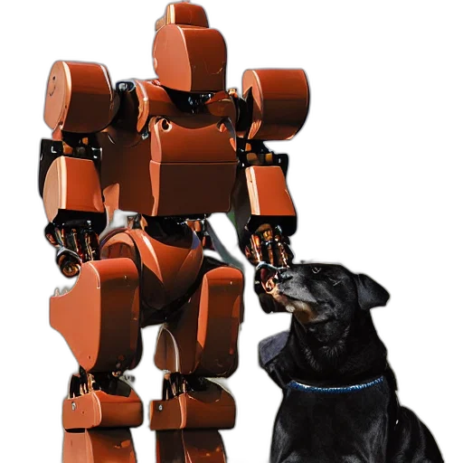robot, animal, weapon, creature, 3d render, concept art, cyberpunk, humanoid transparent PNG cut-out