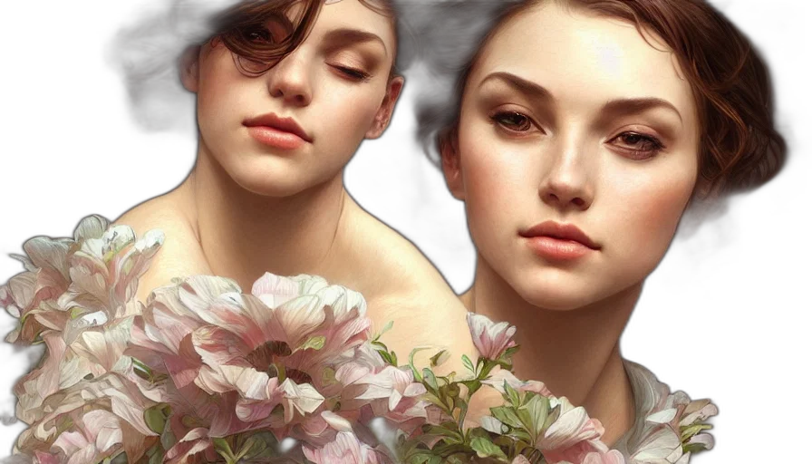 face, photorealistic, oil painting, 3d render transparent PNG cut-out