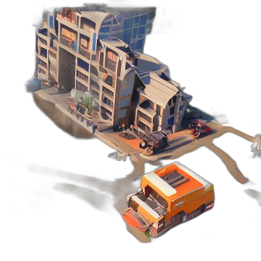 concept art, 3d render, photorealistic, city street transparent PNG cut-out