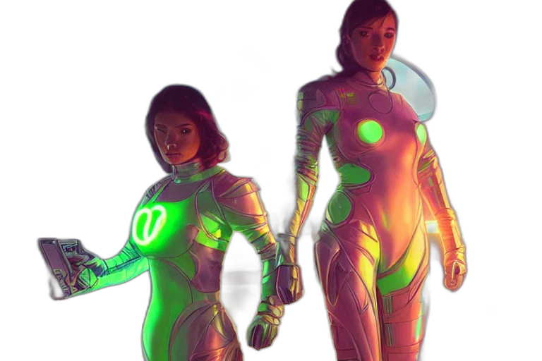 concept art, comic book art, 3d render, cyberpunk transparent PNG cut-out