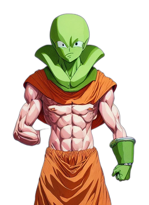 concept art, cartoon, comic book art, fantasy art, green, symmetry, portrait, namekian transparent PNG cut-out