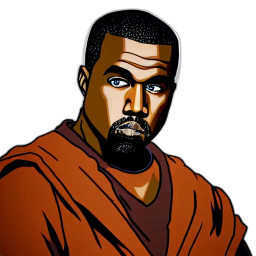 face, cartoon, photorealistic, comic book art, concept art, earth tones, dark, kanye transparent PNG cut-out