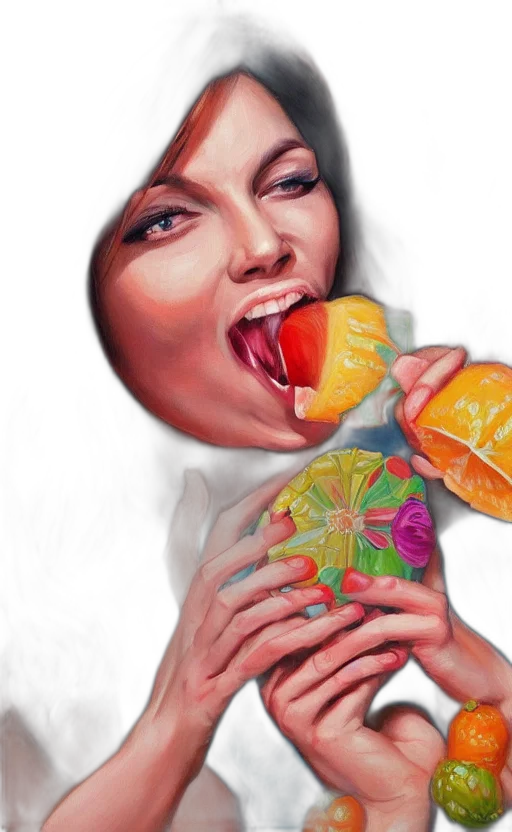 food, face, photorealistic, oil painting transparent PNG cut-out
