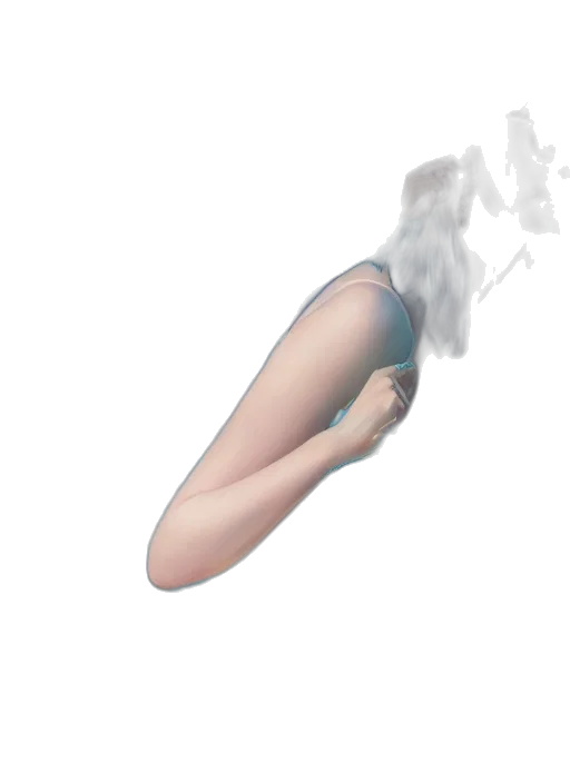 shoes, mask, face, hair, concept art, 3d render, vaporwave, photorealistic transparent PNG cut-out
