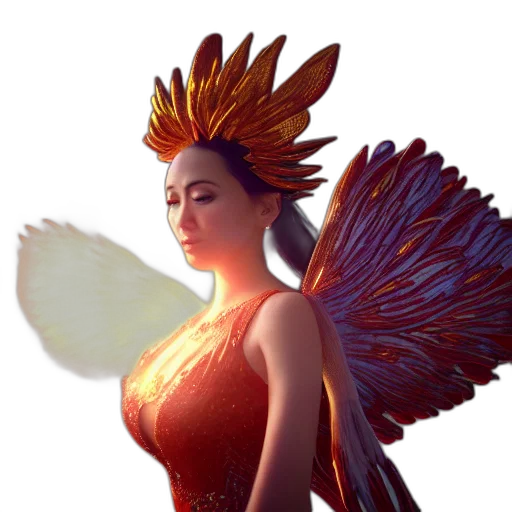 dragon, dress, crown, staff, fantasy art, concept art, 3d render, pixel art transparent PNG cut-out