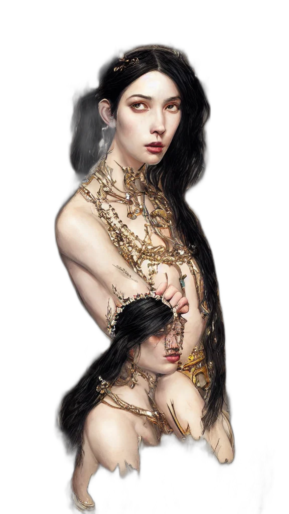 jewelry, crown, dress, fantasy art, photorealistic, concept art, cyberpunk, dark transparent PNG cut-out