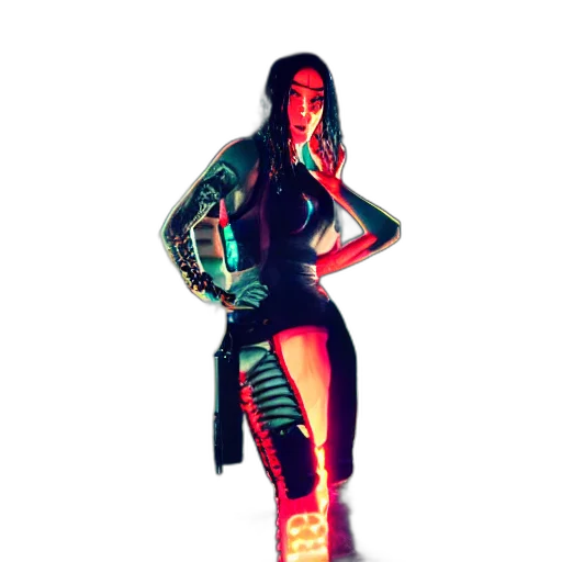 jacket, dress, cyberpunk, concept art, vaporwave, cartoon, neon lights, neon transparent PNG cut-out