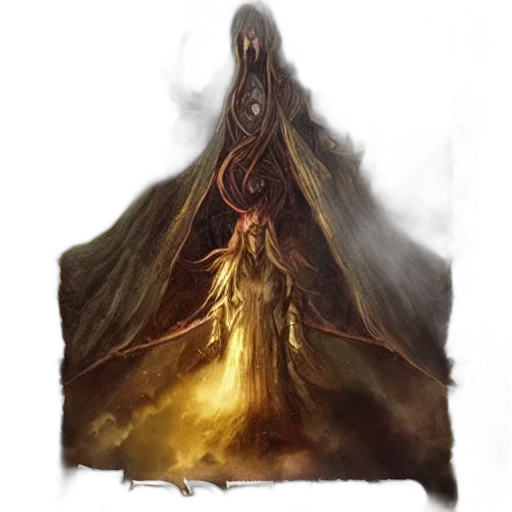 dress, creature, staff, mask transparent PNG cut-out