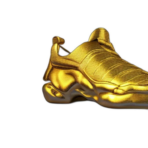 shoes, crown, jewelry, 3d render, golden, most, expensive, sneaker transparent PNG cut-out