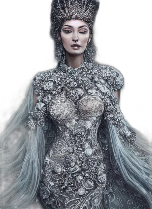 dress, jewelry, robot, crown, fantasy art, concept art, photorealistic, comic book art transparent PNG cut-out
