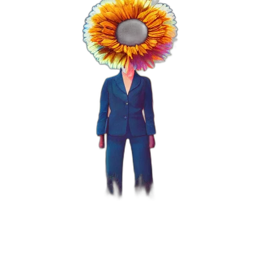 flower, jacket, umbrella, staff, concept art, 3d render, colorful, blue transparent PNG cut-out