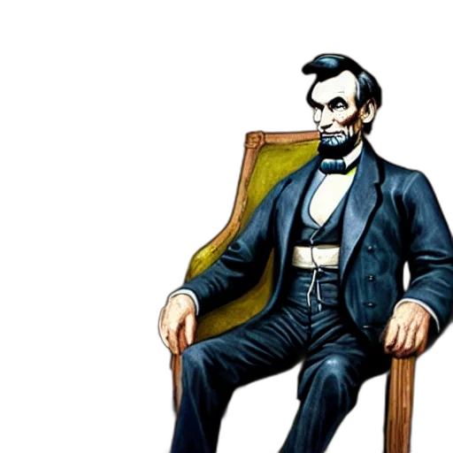 furniture, concept art, comic book art, abraham, lincoln, playing, fortnite, his transparent PNG cut-out
