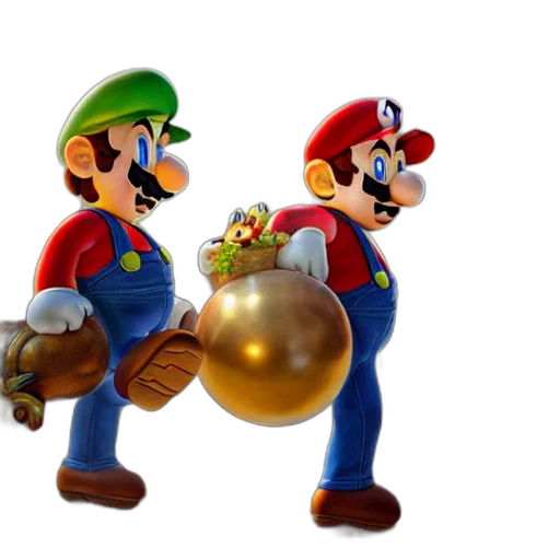 crown, weapon, 3d render, concept art, pixel art, photorealistic, mario, luigi transparent PNG cut-out