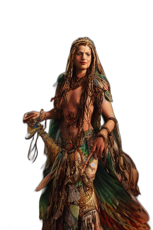 jewelry, dress, fantasy art, concept art, photorealistic, comic book art, earth tones, portrait transparent PNG cut-out