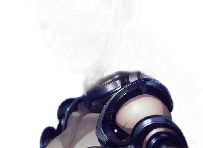 robot, weapon, mask, face, photorealistic, concept art, 3d render, anime transparent PNG cut-out