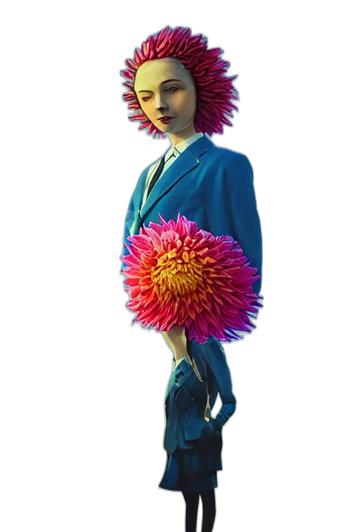 staff, flower, umbrella, jacket, concept art, 3d render, fantasy art, photorealistic transparent PNG cut-out