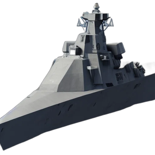 weapon, 3d render, concept art, zumwalt, class, destroyer, launches, missiles transparent PNG cut-out