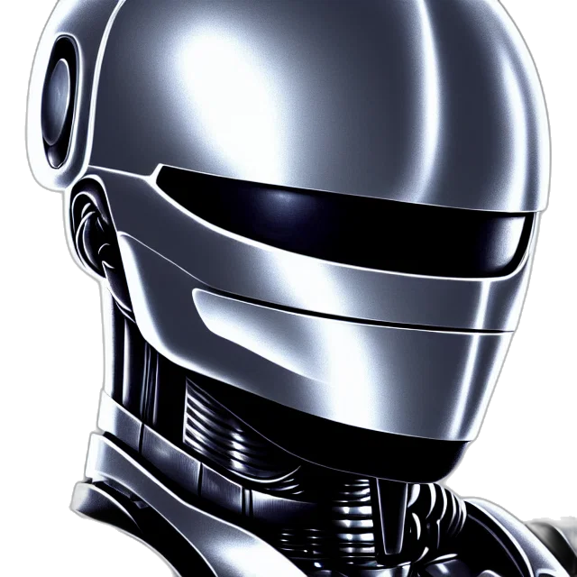 robot, face, mask, 3d render, concept art, comic book art, photorealistic, robocop transparent PNG cut-out
