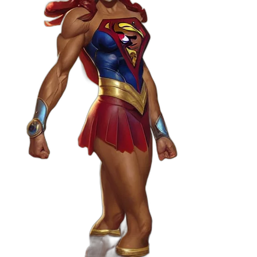 concept art, comic book art, fantasy art, 3d render, muscular, supergirl, deep, focus transparent PNG cut-out