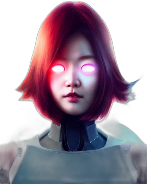 robot, face, mask, staff, cyberpunk, concept art, fantasy art, anime transparent PNG cut-out
