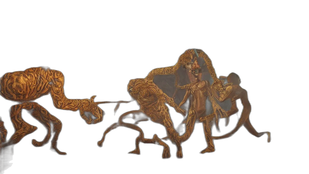 creature, dragon, staff, crown transparent PNG cut-out