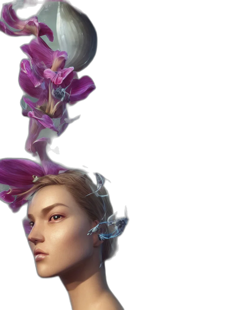 crown, face, flower, staff transparent PNG cut-out