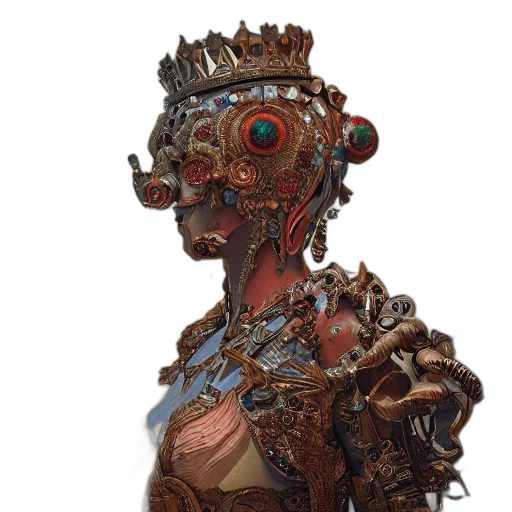 robot, mask, face, dress, concept art, cyberpunk, 3d render, fantasy art transparent PNG cut-out