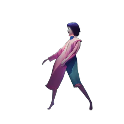 dress, jacket, umbrella, creature, concept art, vaporwave, 3d render, pixel art transparent PNG cut-out