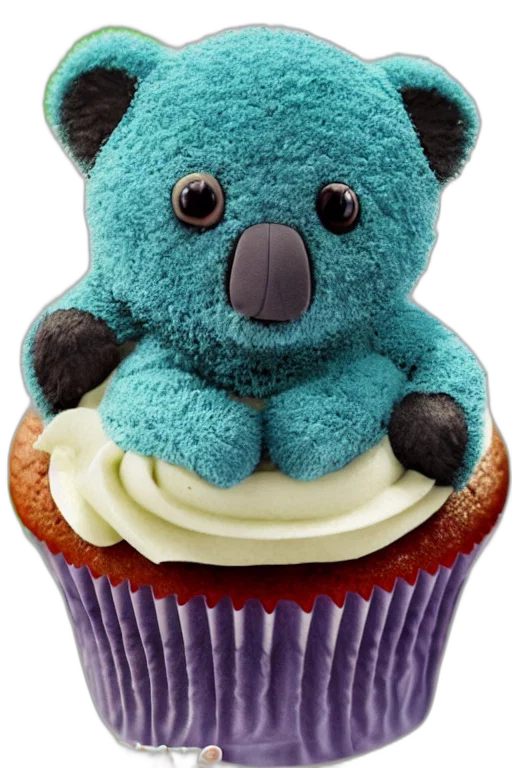 cupcake, koala, happy, birthday, party, confetti, dark, green transparent PNG cut-out