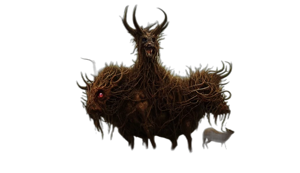 creature, animal, mask, hair, concept art, fantasy art, 3d render, photorealistic transparent PNG cut-out